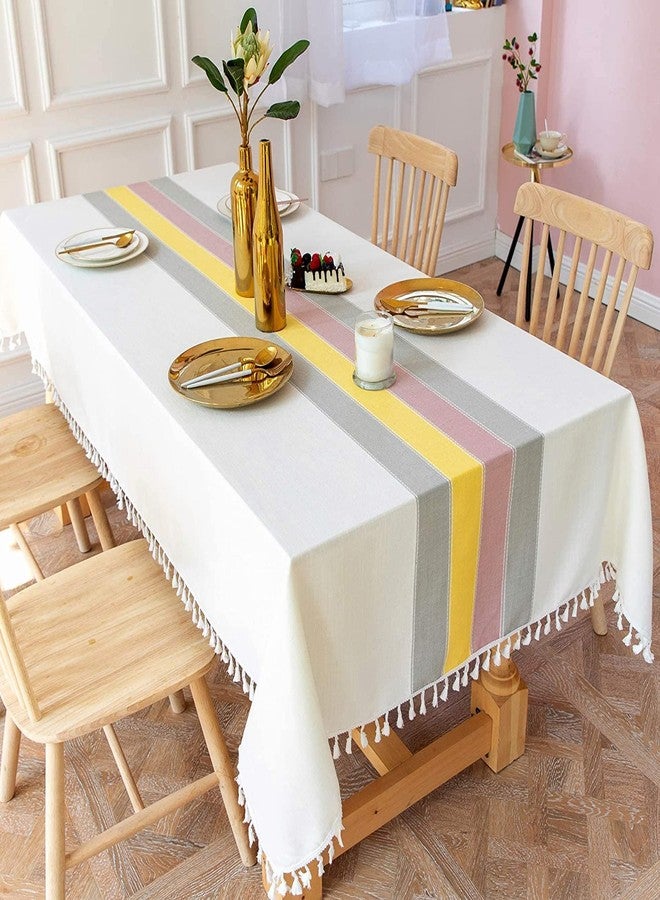 Urban Space Sicilia Table Linen Collection - Premium Water & Stain Resistant Dining Table Cover for 4 Seater, Anti Skid Table Cloth for Center Table (Yellow Grey, 4 Seater 52" x 72") - Image 3